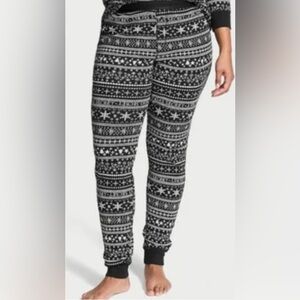 🆕Victoria's Secret Black and Cream Patterned Thermal Jogger Pants M🆕